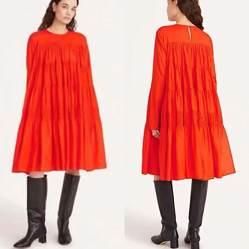 Merlette Soliman Midi Contemporary Casual Dress Size Small Flame